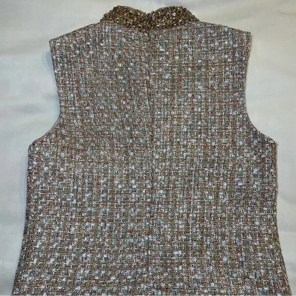 Self-Portrait- Gold Tinsel Boucle Embellished Mini Dress Size US 6 Cocktail - Picture 7 of 10